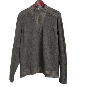 Pronto Uomo Blue Gray 100% Wool 1/4 Zip Men's Pullover Long Sleeve Sweater Sz XL